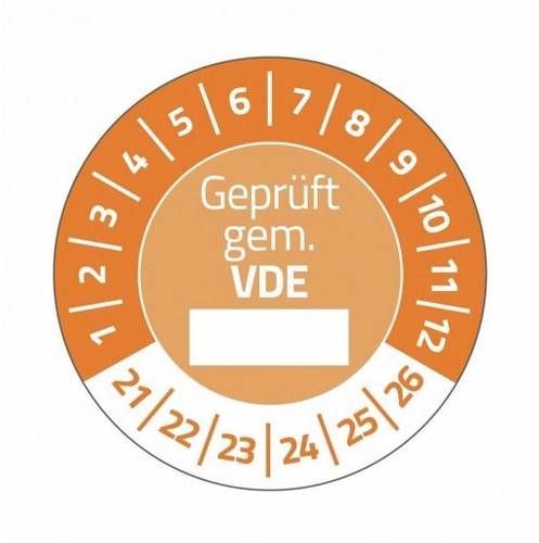 Avery-Zweckform 6986-2021 Prüfplakette  Geprüft gem. VDE  (2021-2026) 2021-2026 Orange Folie selbs
