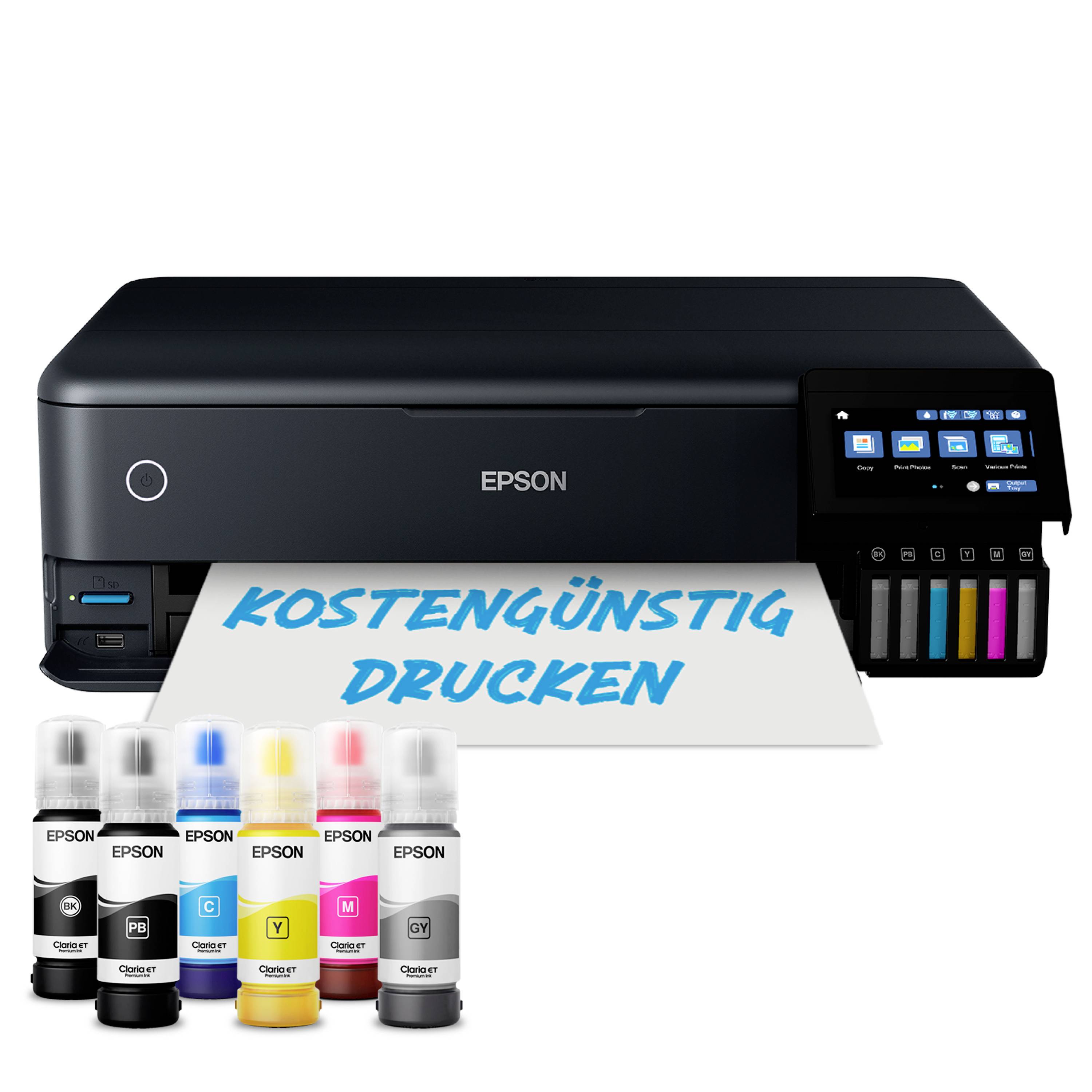 Epson EcoTank ET-8550 Multifunktionsdrucker Tintenstrahl Farbe A4, A3 Drucker, Scanner, Kopierer Duplex, Tintentank-System, LAN