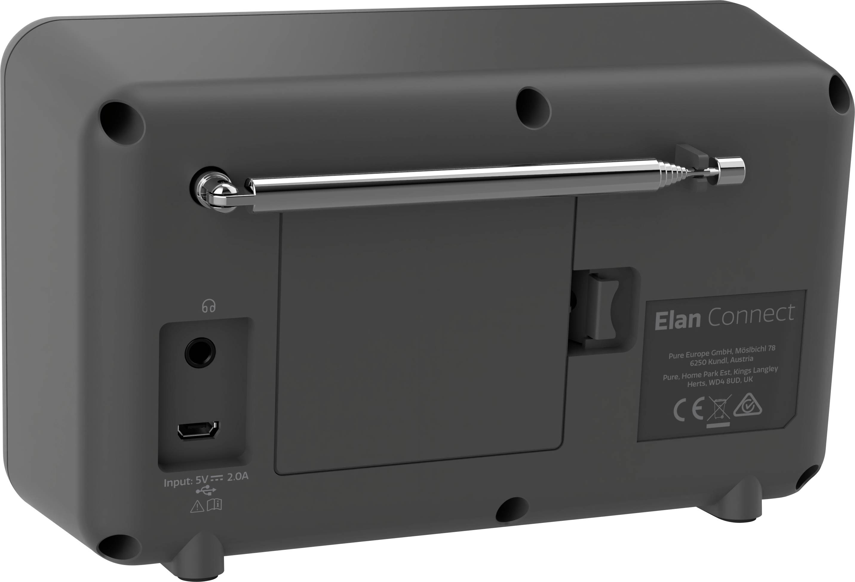 Pure Elan Connect Internet Tischradio Internet, DAB+, UKW AUX, Bluetooth®, WLAN, Internetradio Weckfunktion Schwarz
