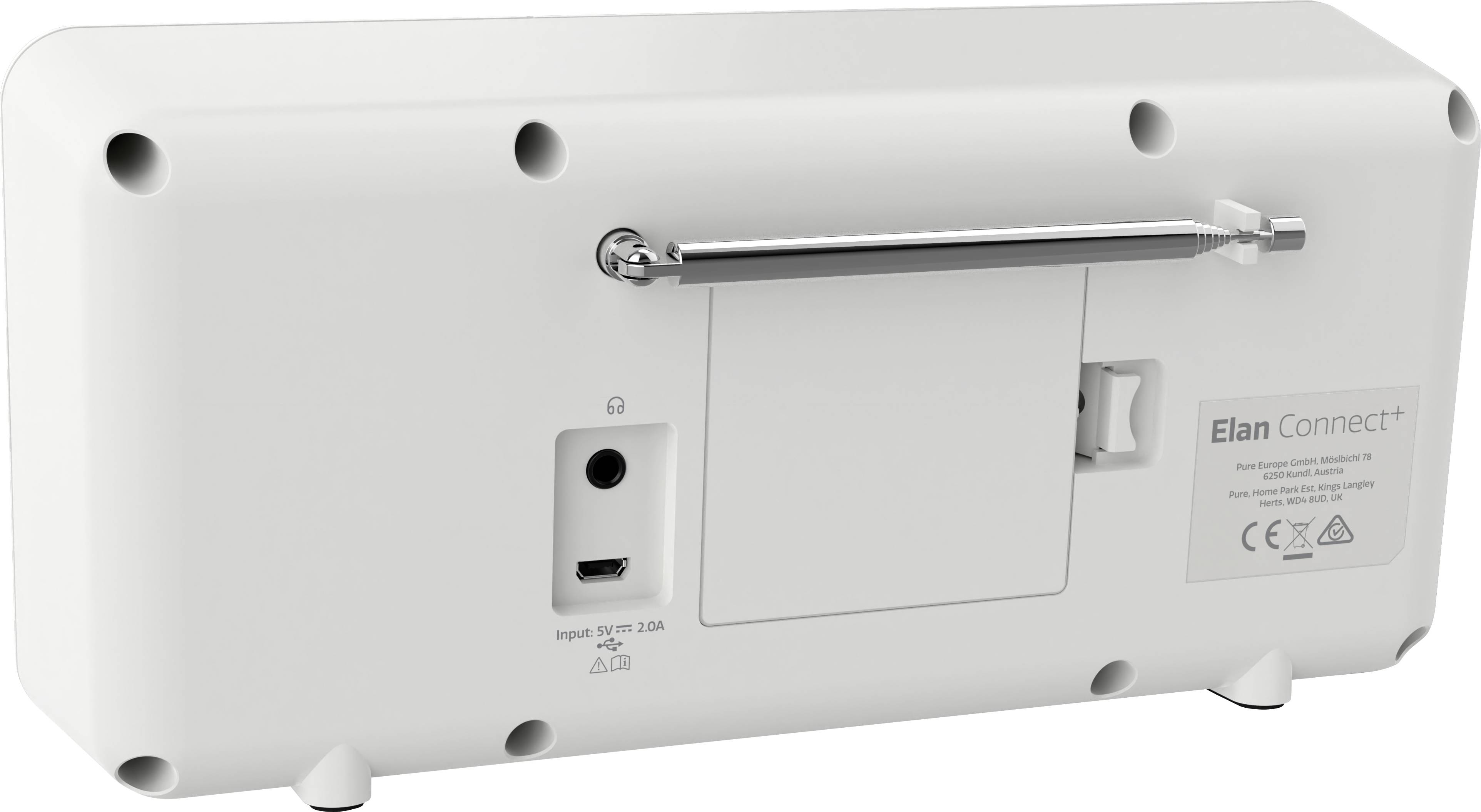 Pure Elan Connect+ Internet Tischradio Internet, DAB+, UKW AUX, Bluetooth®, WLAN, Internetradio Weckfunktion Grau