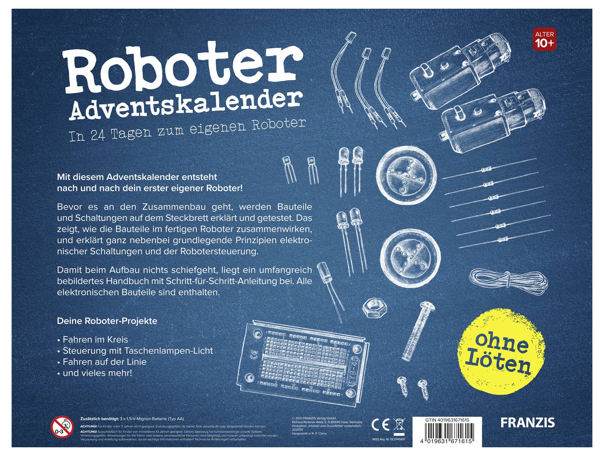 FRANZIS Roboter Adventskalender Altersklasse ab 10 Jahre