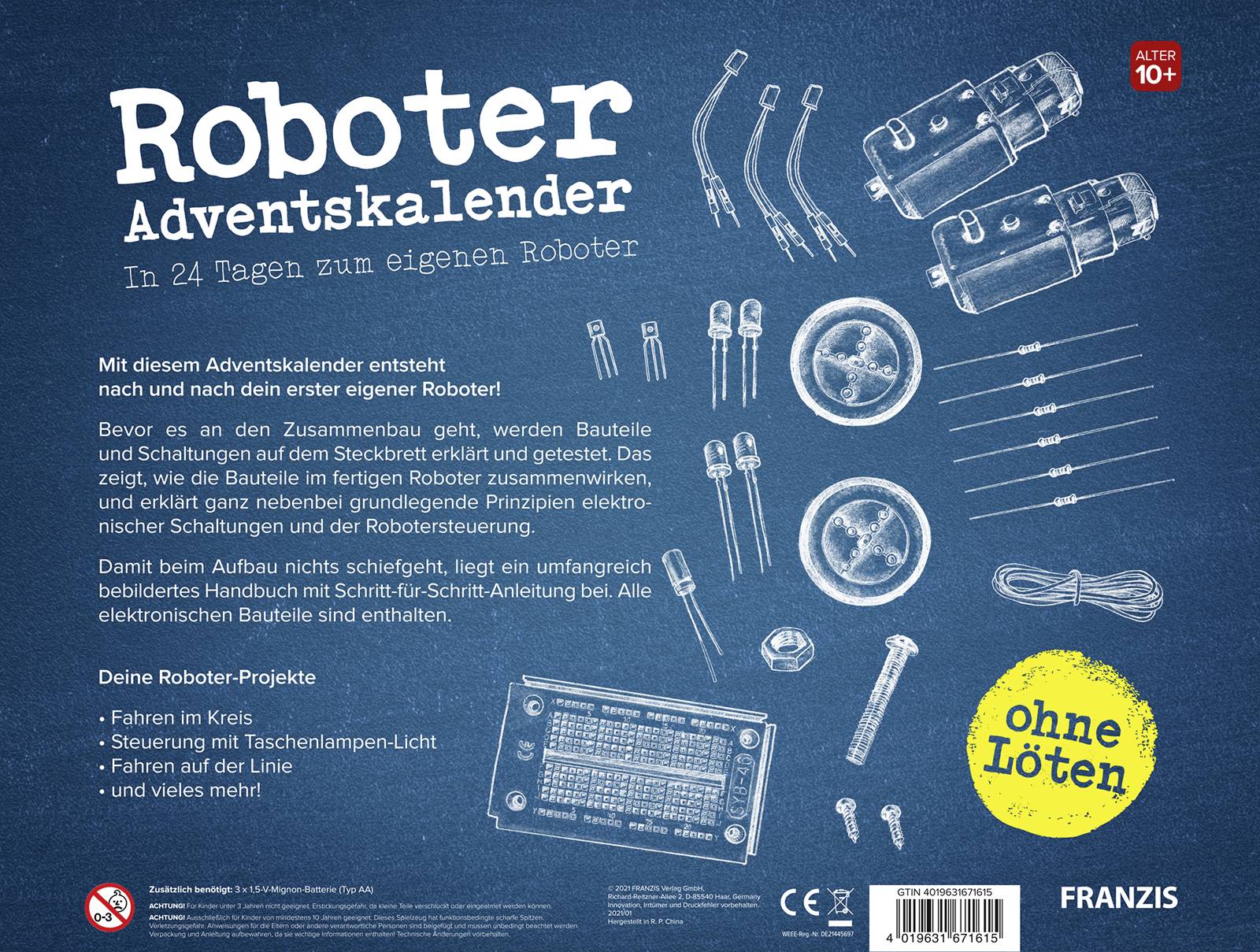 FRANZIS Verlag Roboter Adventskalender Altersklasse ab 10 Jahre