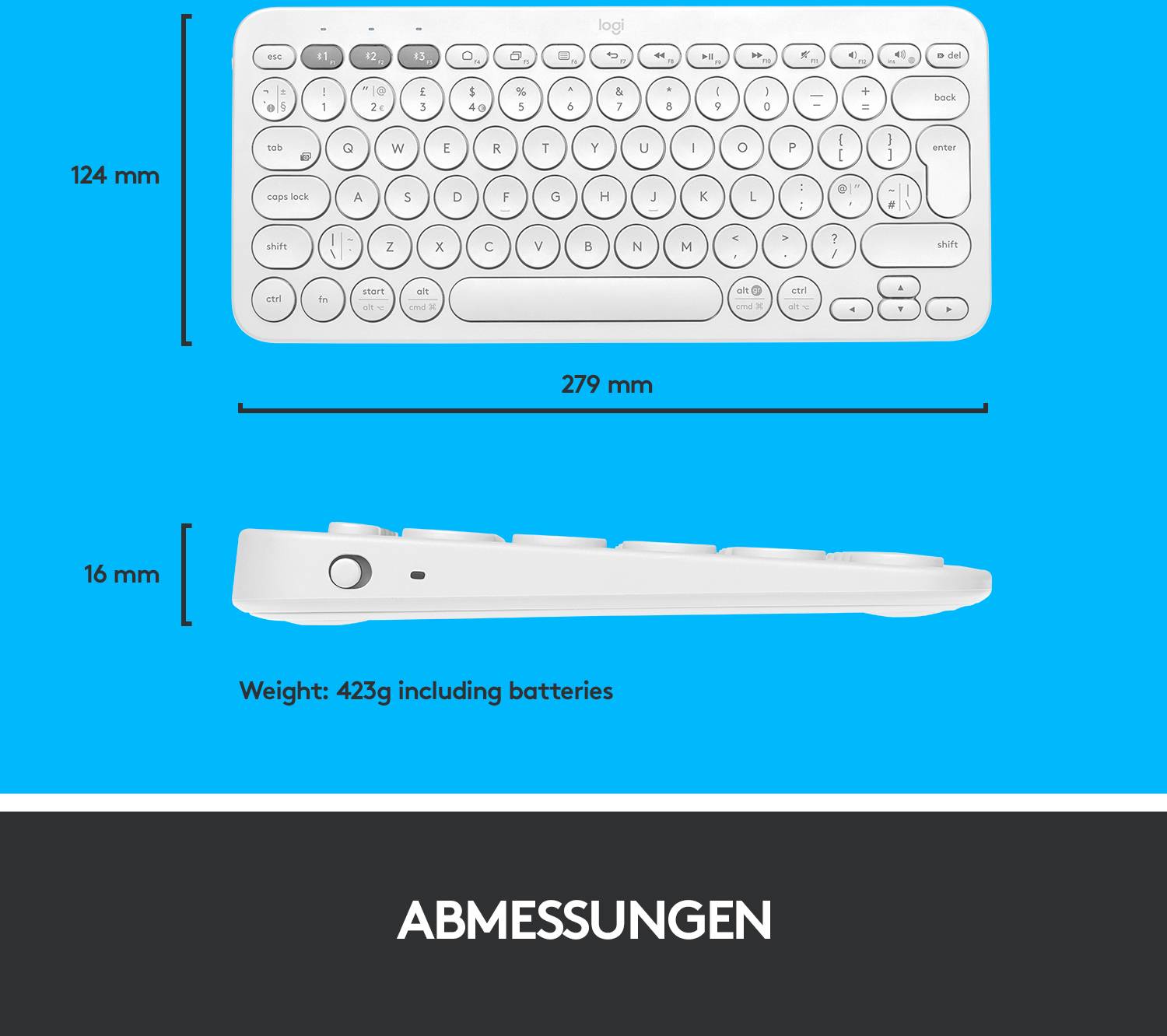 Logitech K380 Multi-Device Bluetooth® Keyboard Bluetooth® Tastatur Deutsch, QWERTZ Weiß