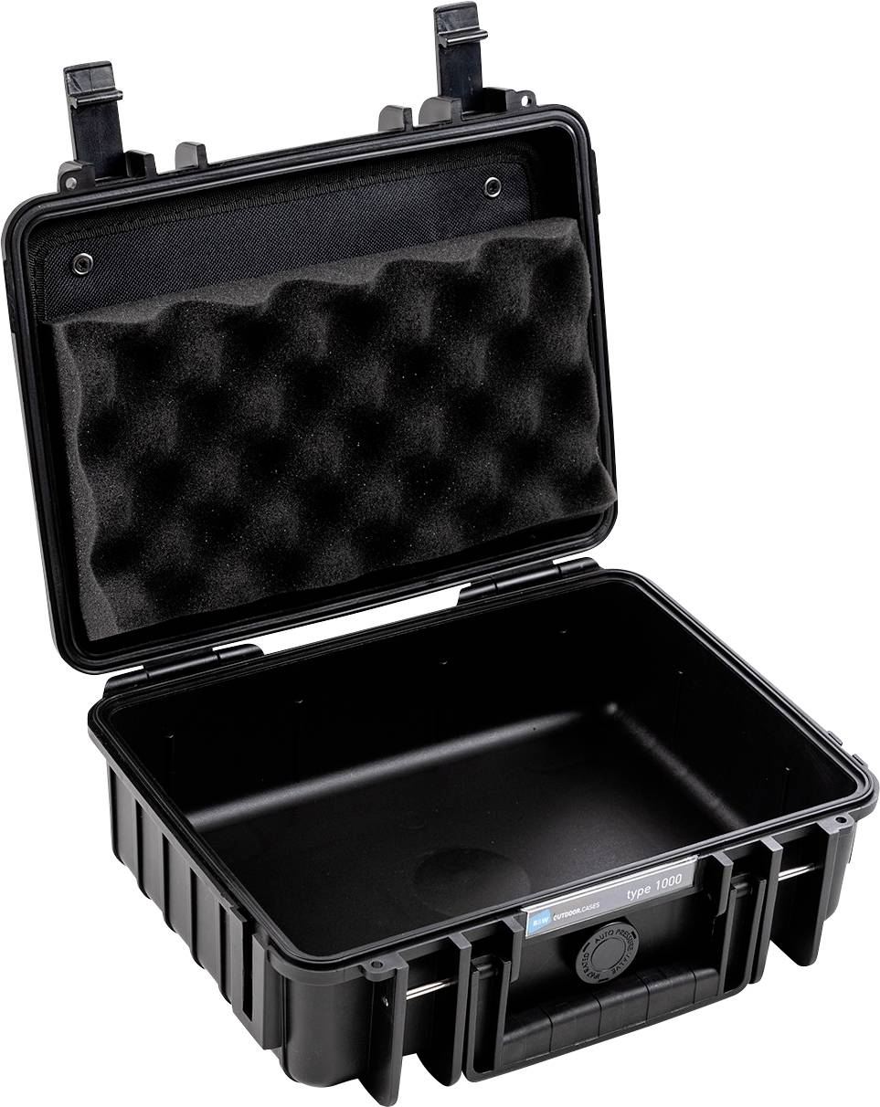 Schwarzer, leerer, harter, offener Schutzkoffer mit Schaumstoffauskleidung innen, geeignet für den sicheren Transport empfindlicher Geräte.