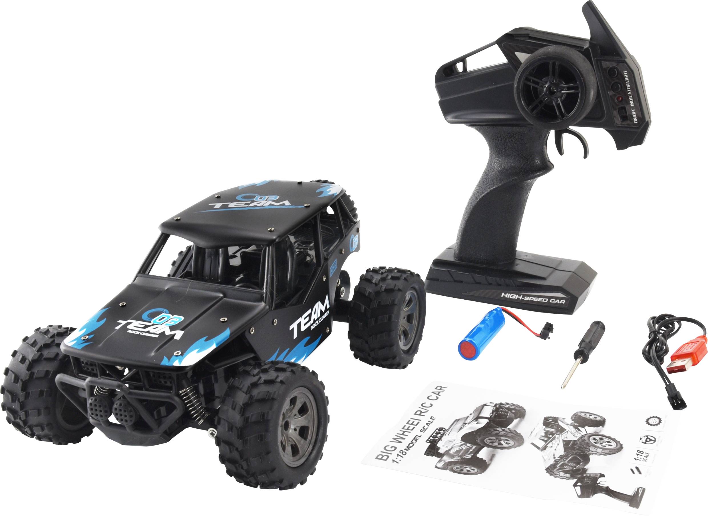 1888A Team Climber 1:18 RC Einsteiger Modellauto Geländewagen inkl. Akku und Ladekabel