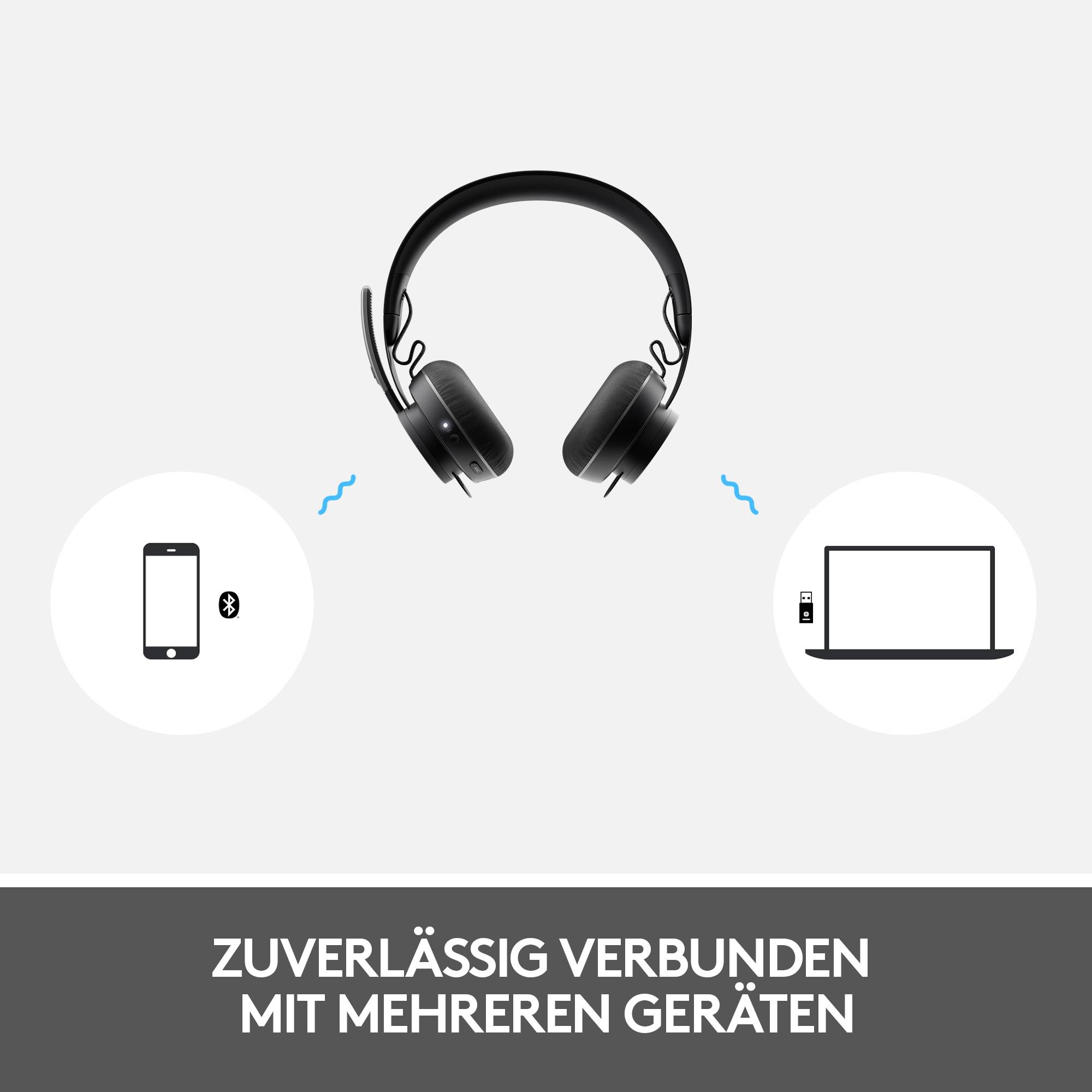 Logitech Zone 900 Computer Over Ear Headset Bluetooth® Graphit Mikrofon-Rauschunterdrückung Lautstärkeregelung