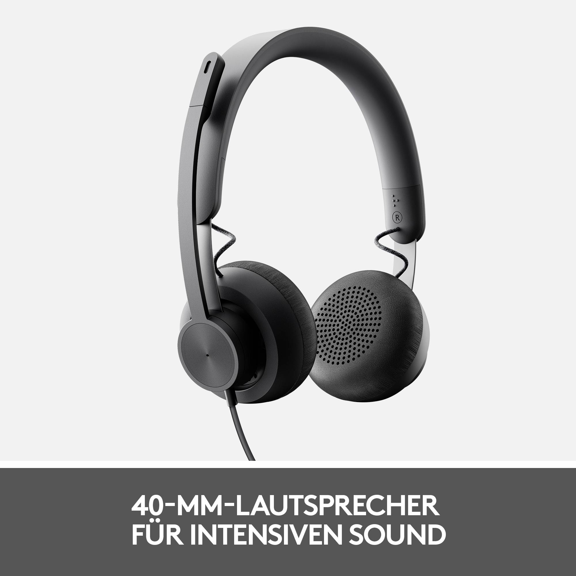 Logitech Zone 750 Computer On Ear Headset kabelgebunden Graphit Mikrofon-Rauschunterdrückung Lautst