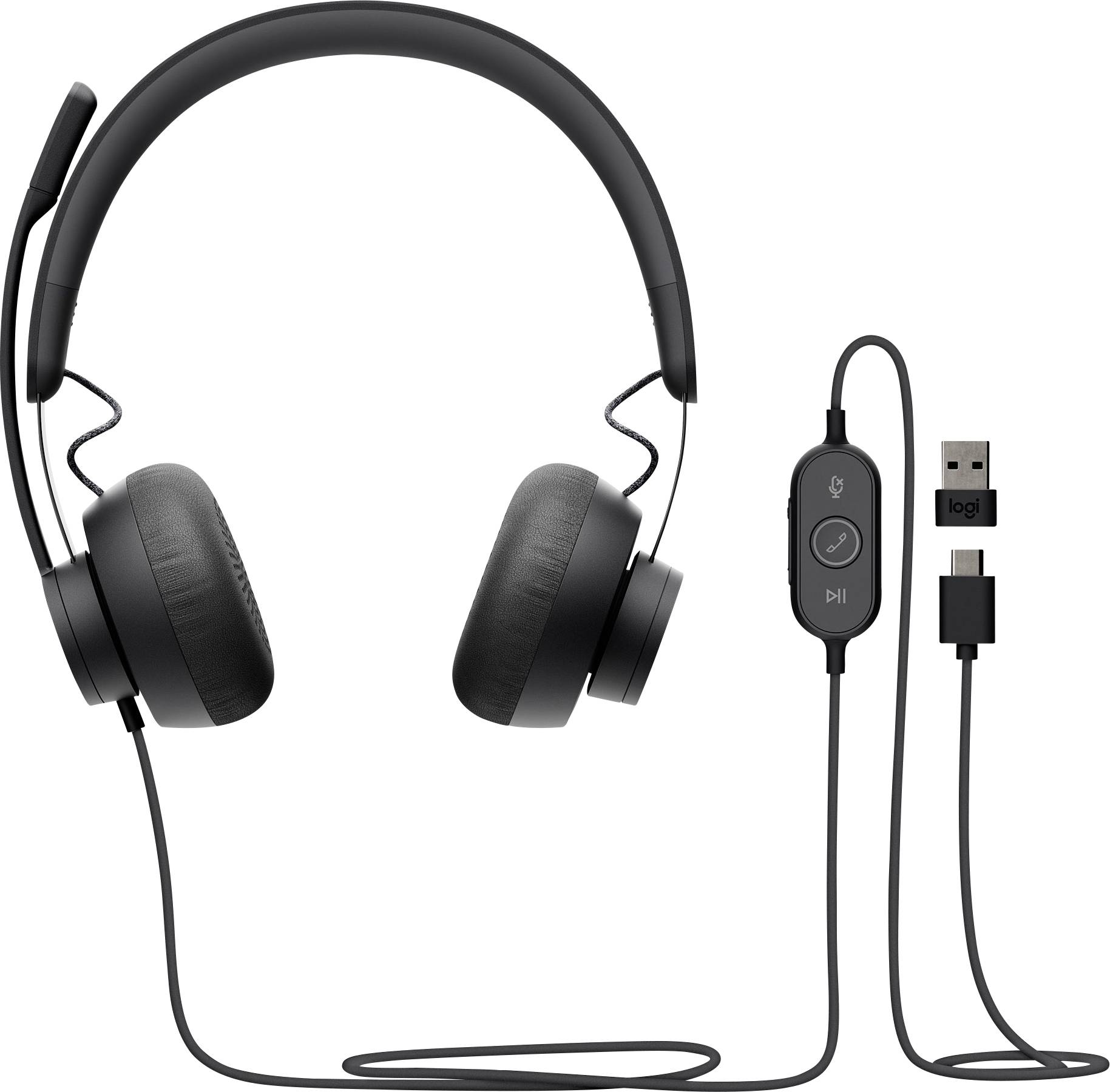 Logitech Zone 750 Computer On Ear Headset kabelgebunden Graphit Mikrofon-Rauschunterdrückung Lautst