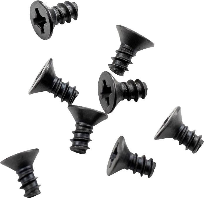 Mehrere schwarze Kreuzschlitzschrauben liegen verstreut.