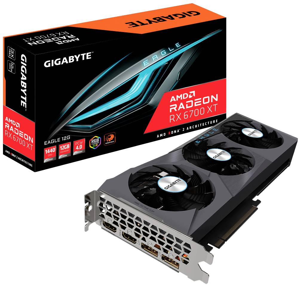 Gigabyte Grafikkarte AMD Radeon RX 6700 XT Eagle 12 GB GDDR6RAM PCIe x16 HDMI®, DisplayPort RGB