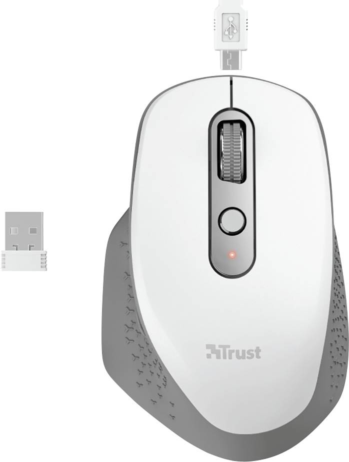 Trust OZAA Maus Funk Optisch Weiß 6 Tasten 2400 dpi Abnehmbares Kabel, Integriertes Scrollrad