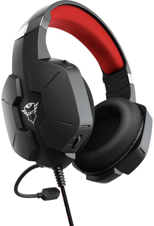 Trust GXT323 CARUS Gaming Over Ear Headset kabelgebunden Stereo Rot, Schwarz/Rot Lautstärkeregelung, Mikrofon-Stummschaltung