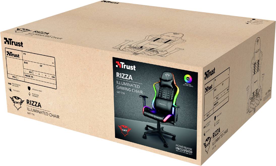 Trust GXT716 RIZZA RGB Gaming-Stuhl Schwarz, RGB
