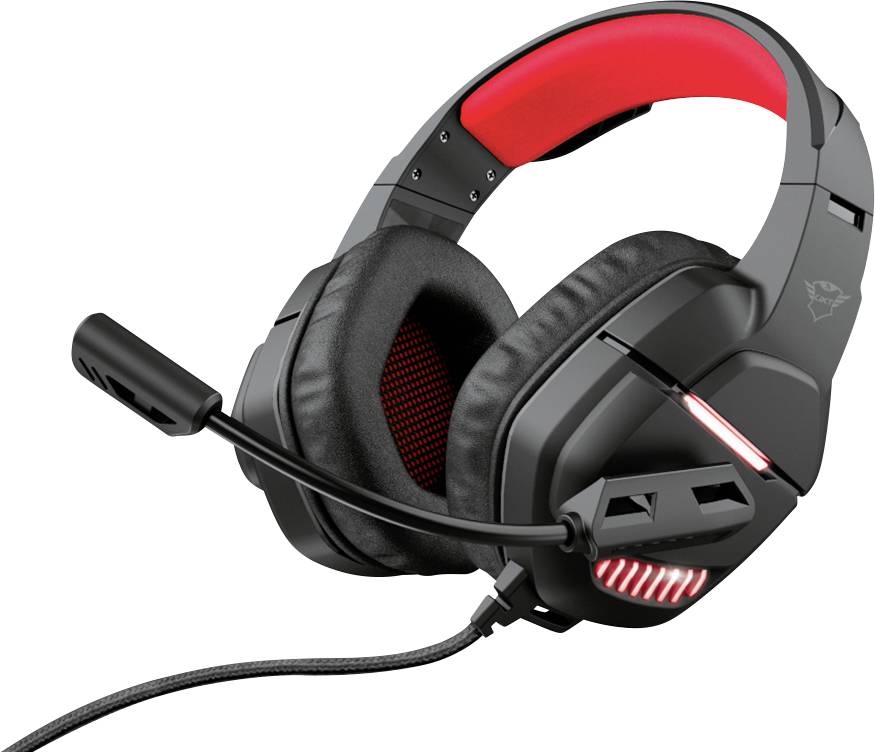 Trust GXT448 NIXXO Over Ear Headset kabelgebunden Stereo Schwarz/Rot Lautstärkeregelung, Mikrofon-Stummschaltung Gaming
