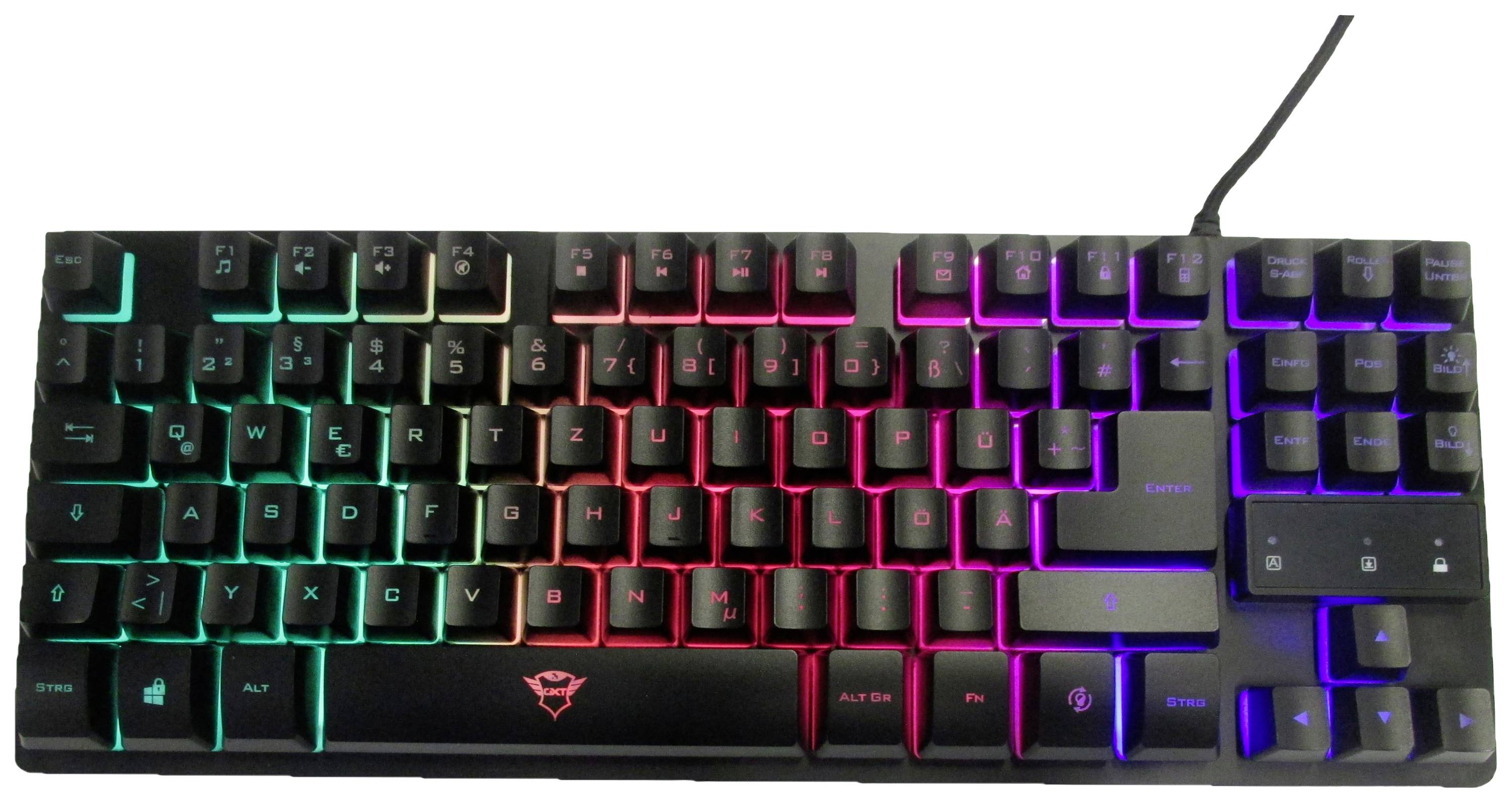 Trust GXT833 THADO TKL USB, Kabelgebunden Gaming-Tastatur Deutsch, QWERTZ Schwarz, RGB Beleuchtet, Multimediatasten