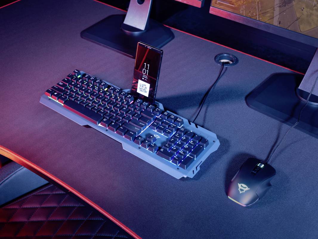Trust Deutsch, QWERTZ GXT853 ESCA USB, Kabelgebunden Gaming-Tastatur Beleuchtet, Multimediatasten Schwarz, RGB