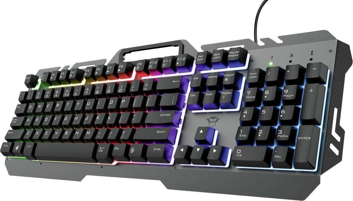 Trust Deutsch, QWERTZ GXT853 ESCA USB, Kabelgebunden Gaming-Tastatur Beleuchtet, Multimediatasten Schwarz, RGB