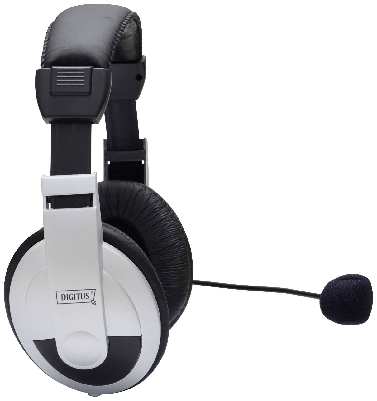 Digitus DA-12201 Over Ear Headset kabelgebunden Stereo Schwarz-Silber Lautstärkeregelung Computer