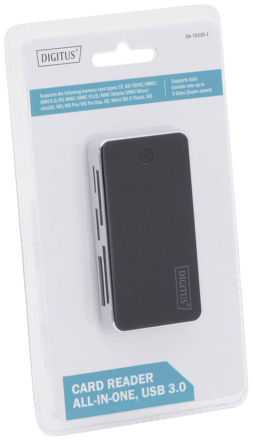 DIGITUS Card Reader USB3.0, extern, schwarz-silber Multimedia-Technik