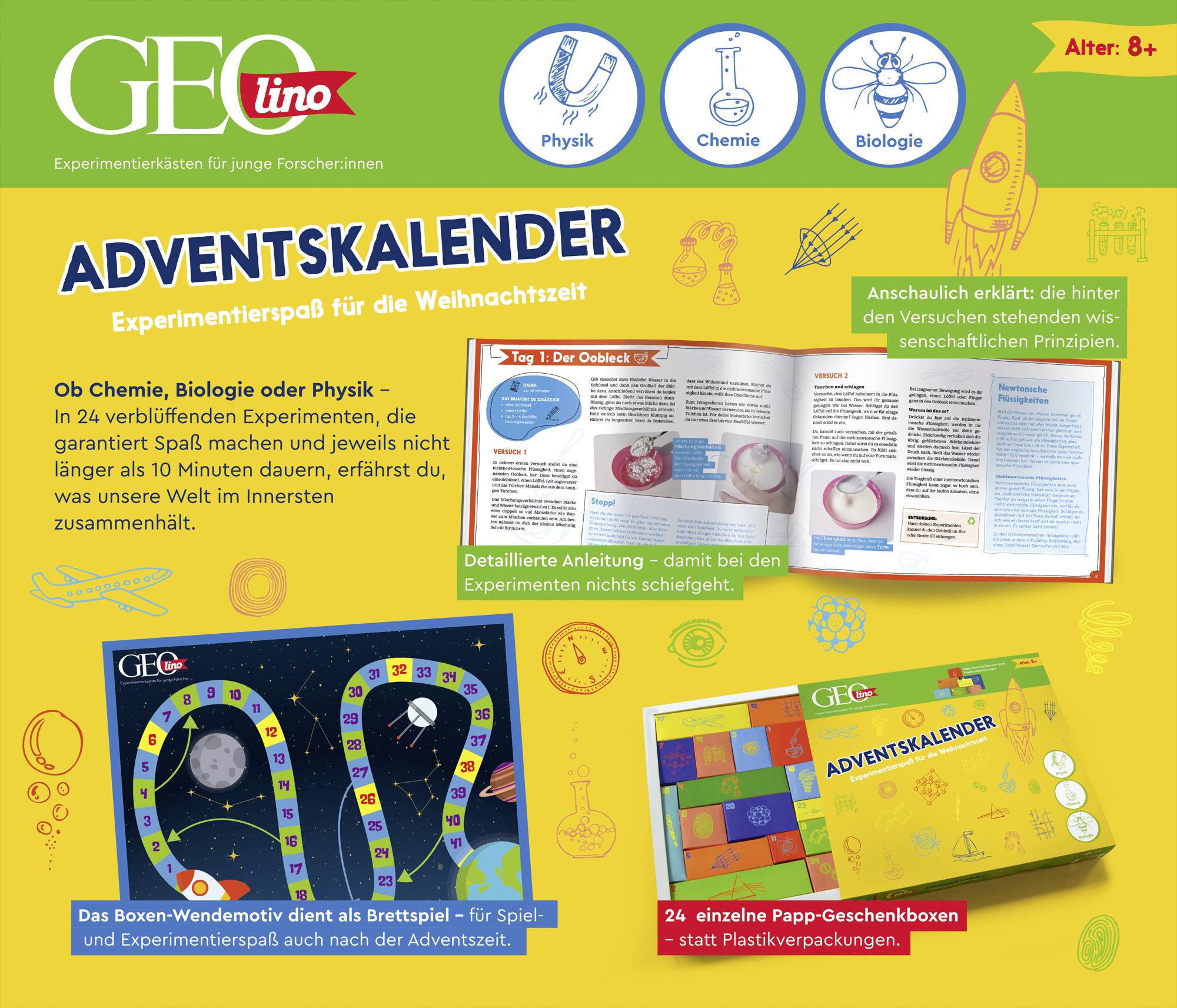 FRANZIS Verlag GEOlino Adventskalender Experimentierspaß Physik, Chemie, Biologie, Experimente, Naturwissenschaften