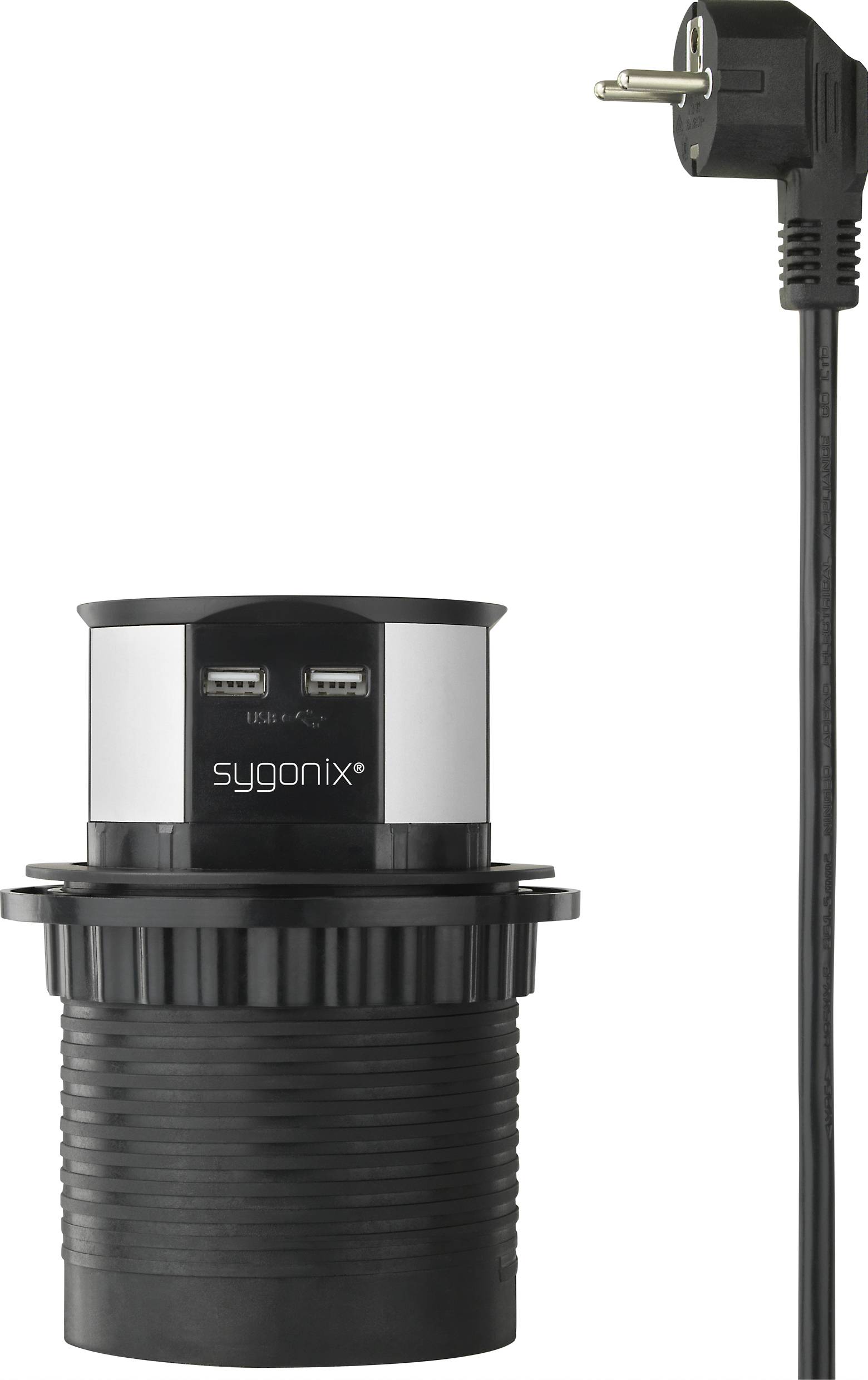 Sygonix SY-4780156 Steckdosenturm Schwarz, Silber Schutzkontakt 1St.
