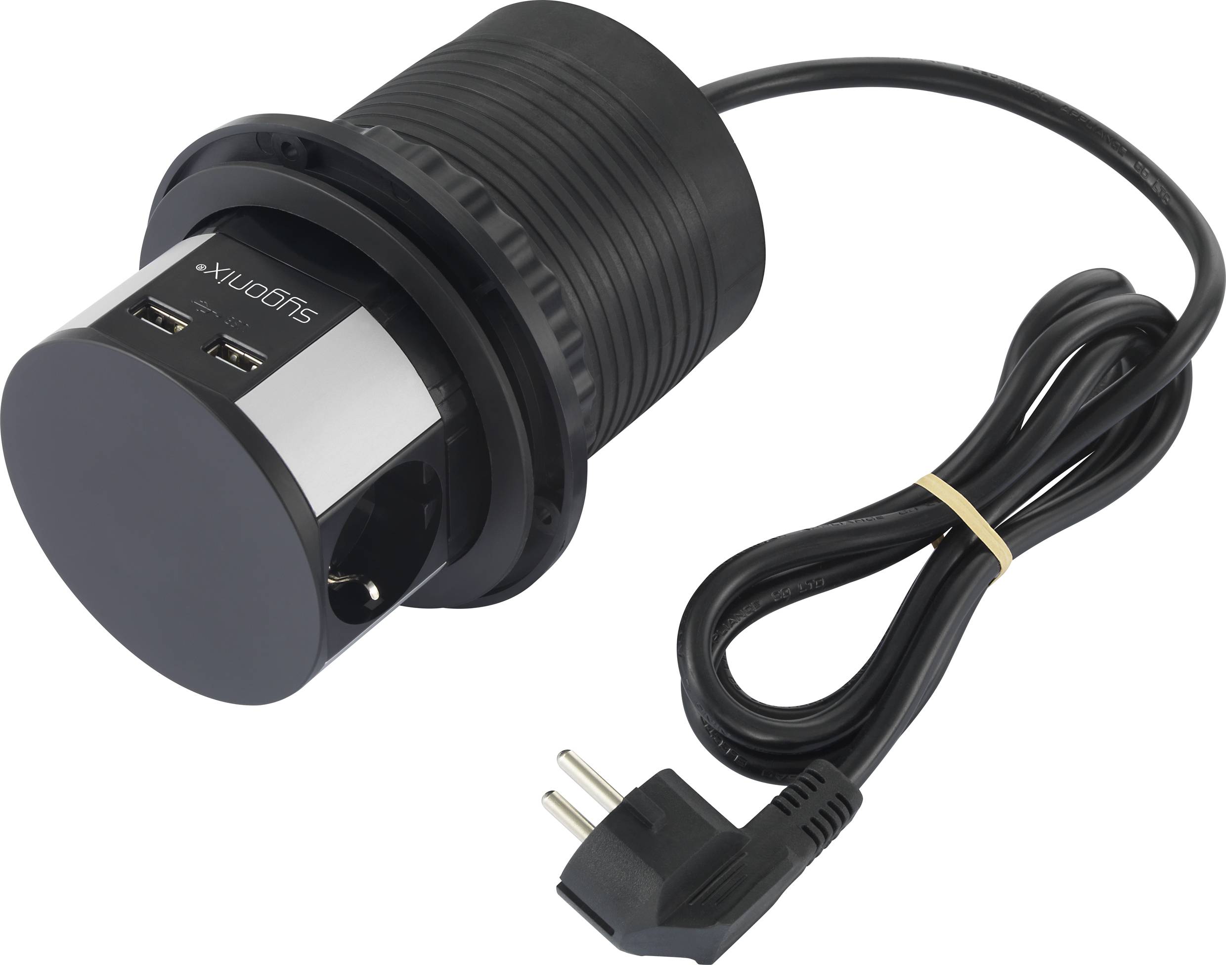 Sygonix SY-4780156 Steckdosenturm Schwarz, Silber Schutzkontakt 1St.