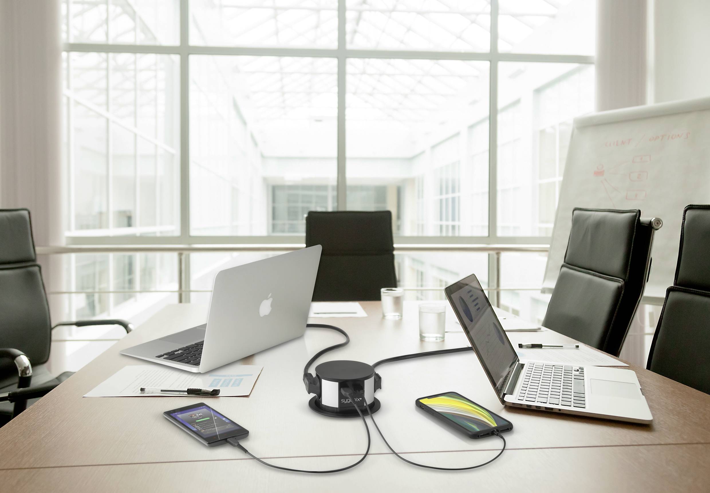 Sygonix SY-4780156 Steckdosenturm Schwarz, Silber Schutzkontakt 1St.