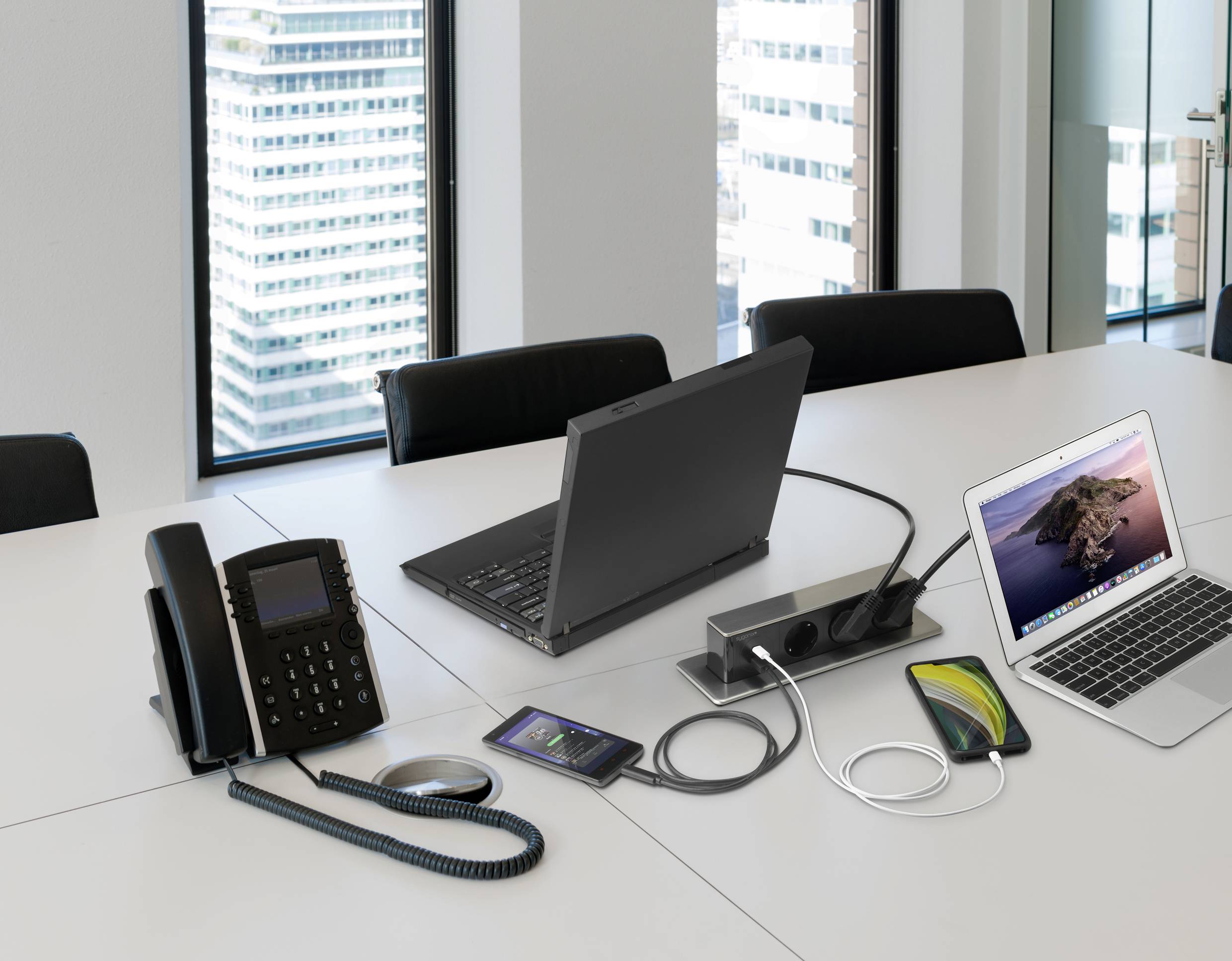 Sygonix SY-4780158 Einbau-Steckdosenleiste Edelstahl, Schwarz Schutzkontakt 1 St.