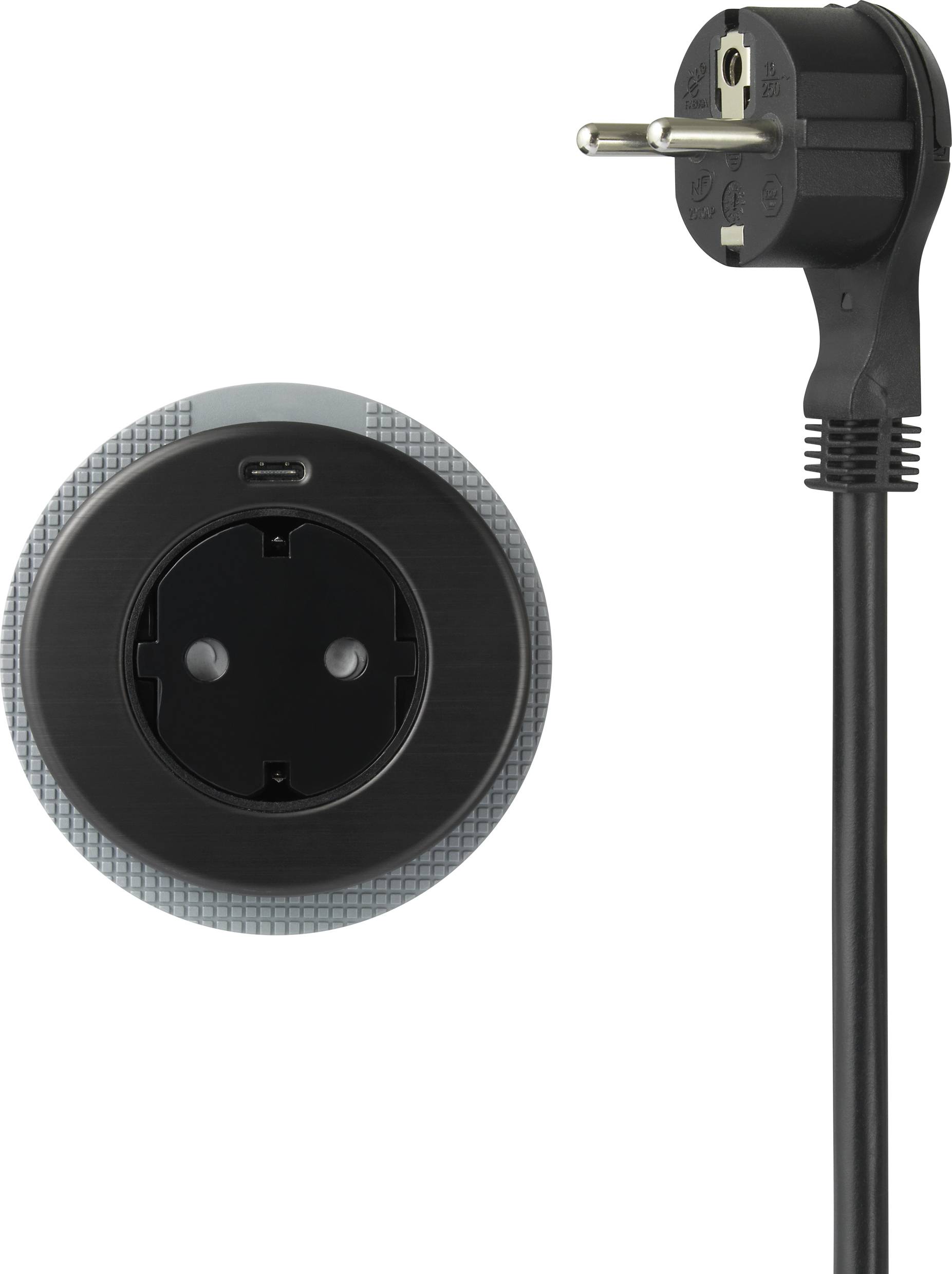 Sygonix SY-4780160 Unterputz-Steckdose mit USB, erhöhter Berührungsschutz, mit USB-C® Schwarz