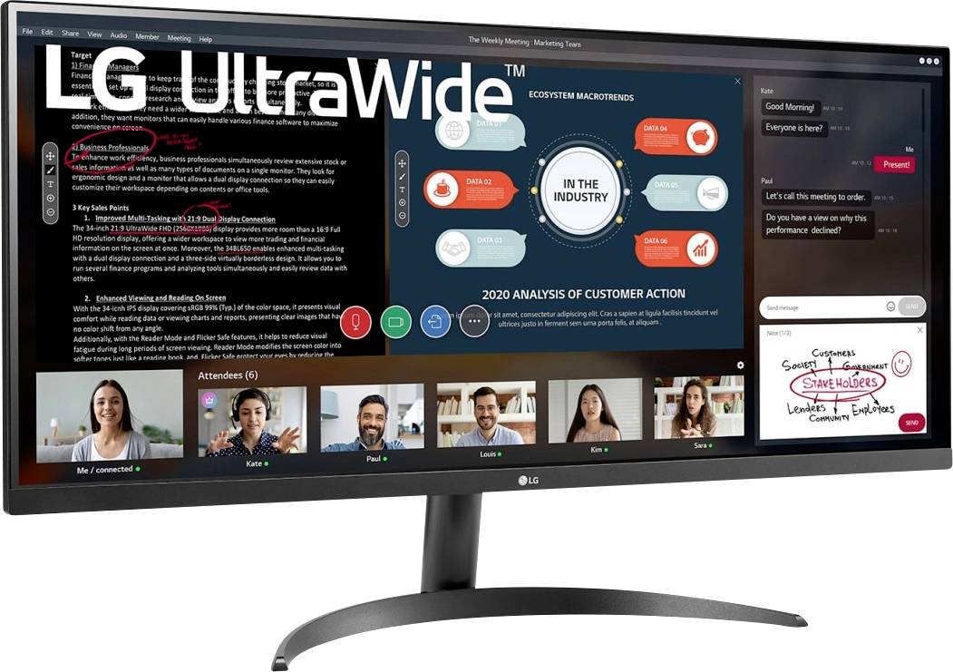 LG Display 34WP500-B LED-Monitor EEK F (A - G) 86.4 cm (34 Zoll) 2560 x 1080 Pixel 21:9 5 ms HDMI®, Kopfhörer (3.5 mm Klinke) IPS LED