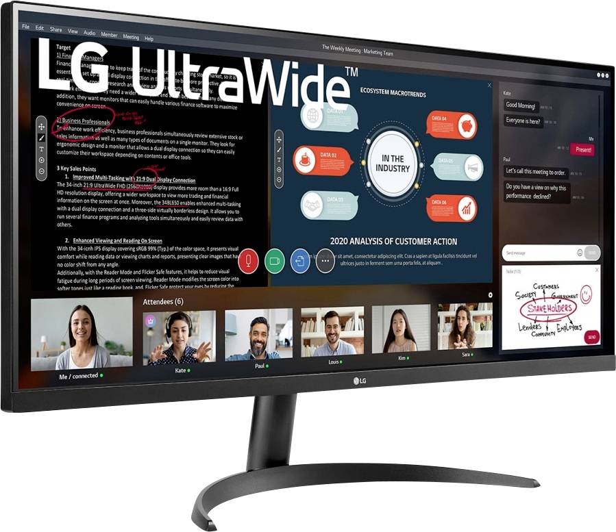 LG Display 34WP500-B LED-Monitor EEK F (A - G) 86.4 cm (34 Zoll) 2560 x 1080 Pixel 21:9 5 ms HDMI®, Kopfhörer (3.5 mm Klinke) IPS LED