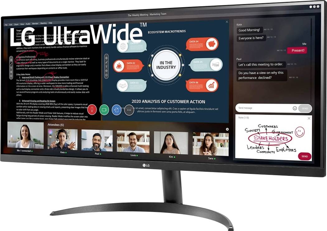 LG Display 34WP500-B LED-Monitor EEK F (A - G) 86.4 cm (34 Zoll) 2560 x 1080 Pixel 21:9 5 ms HDMI®, Kopfhörer (3.5 mm Klinke) IPS LED
