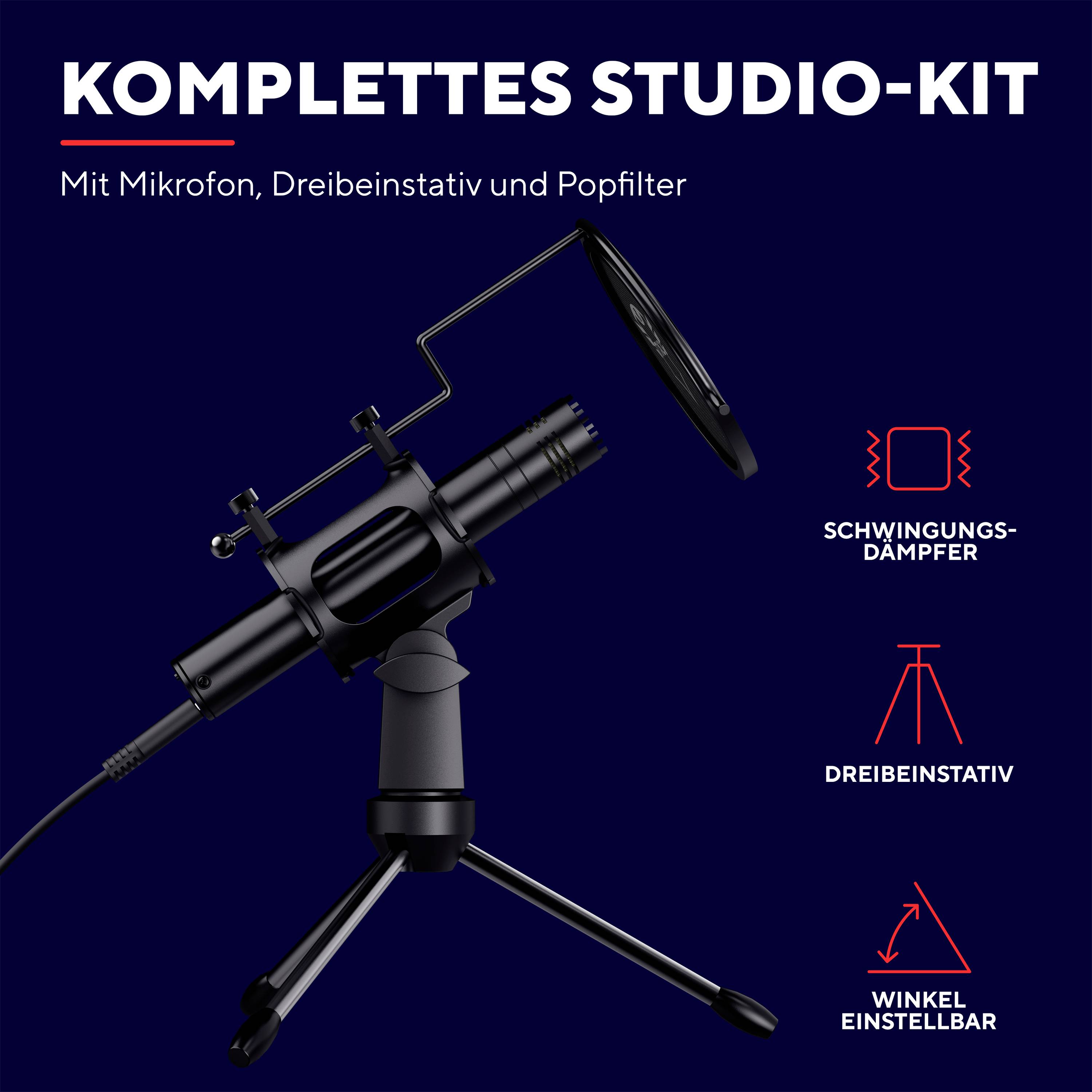 Trust GXT241 VELICA Stand USB-Mikrofon Übertragungsart (Details):USB, Kabelgebunden inkl. Stativ USB-C® USB, Kabelgebunden