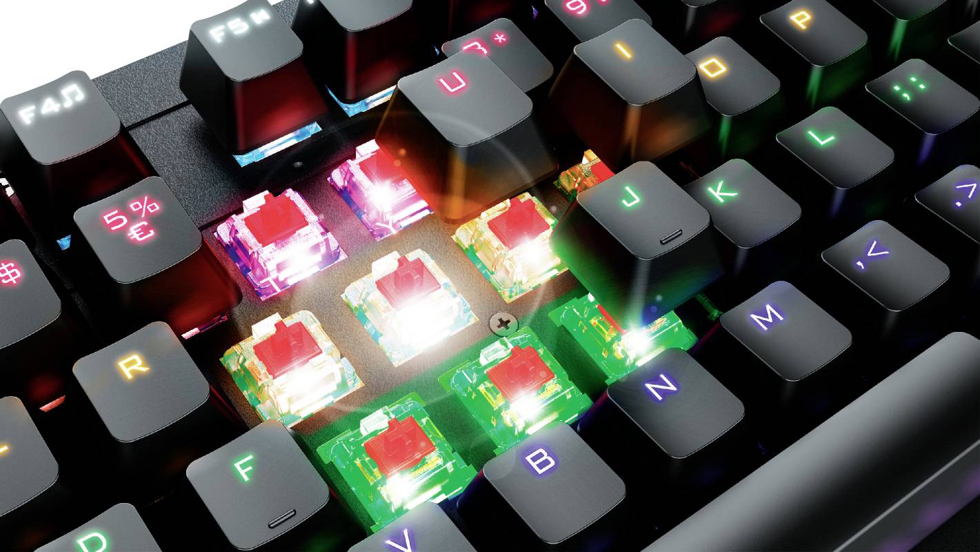 Trust Qwertz GXT 863 MAZZ USB, Kabelgebunden Gaming-Tastatur Deutsch, QWERTZ Schwarz Multimediatasten, Beleuchtet