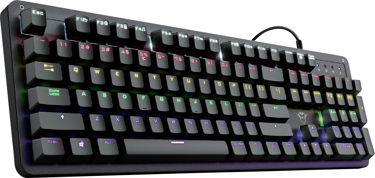Trust Qwertz GXT 863 MAZZ USB, Kabelgebunden Gaming-Tastatur Deutsch, QWERTZ Schwarz Multimediatasten, Beleuchtet