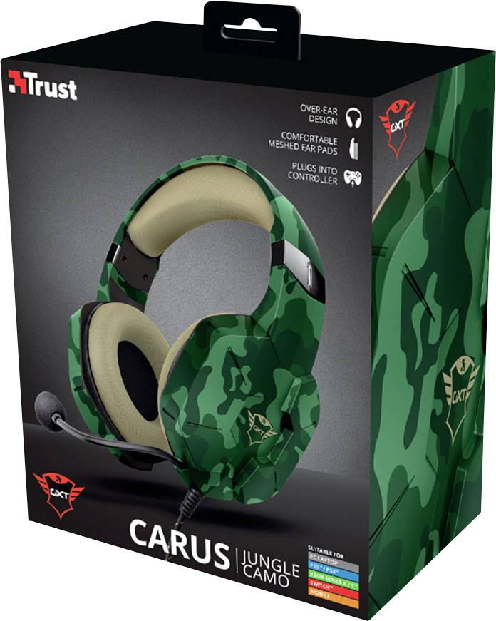 Trust GXT 323C CARUS Gaming Over Ear Headset kabelgebunden Stereo Grün-Gelb, Gelb Lautstärkeregelung, Mikrofon-Stummschaltung