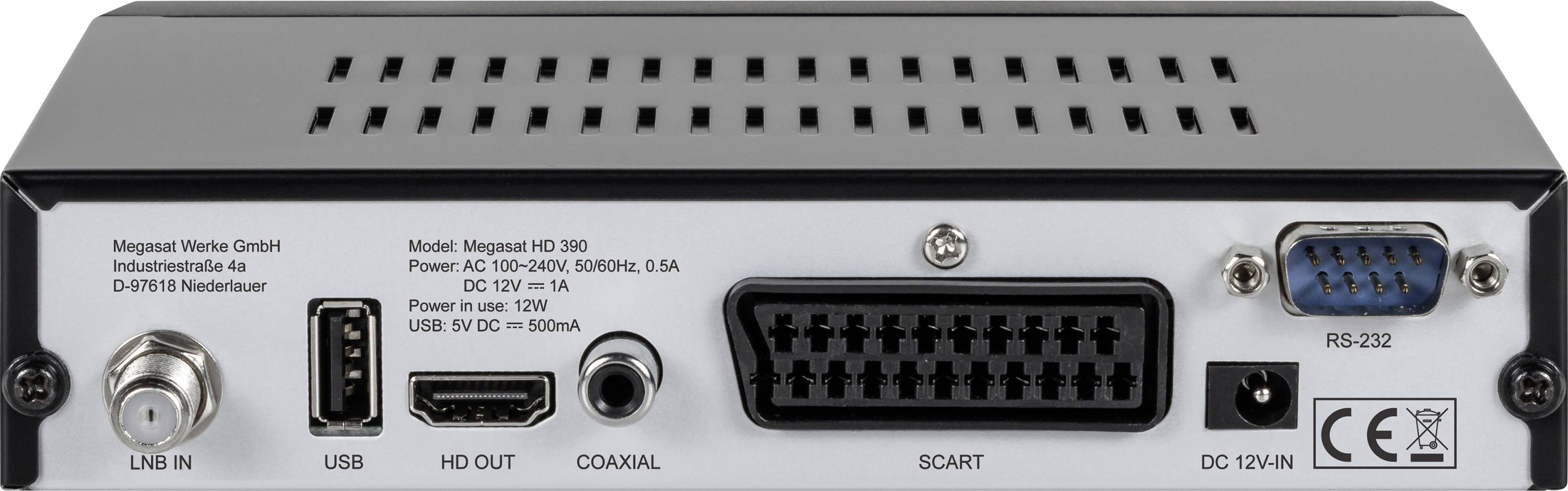 MegaSat HD 390 DVB-S2 Receiver Front-USB Anzahl Tuner: 1