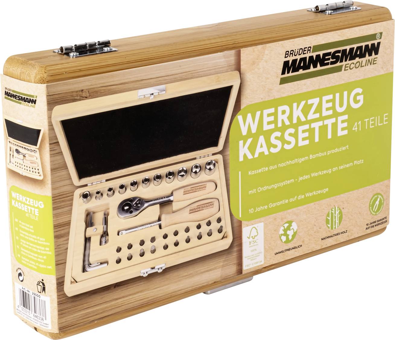 Brüder Mannesmann M29000 M29000 Werkzeugsatz inkl. Bambus-Koffer 4 - 13mm PZ 0, PZ 2, PZ 3, PH 0, PH 1, PH 2, T 10, T 15, T 20