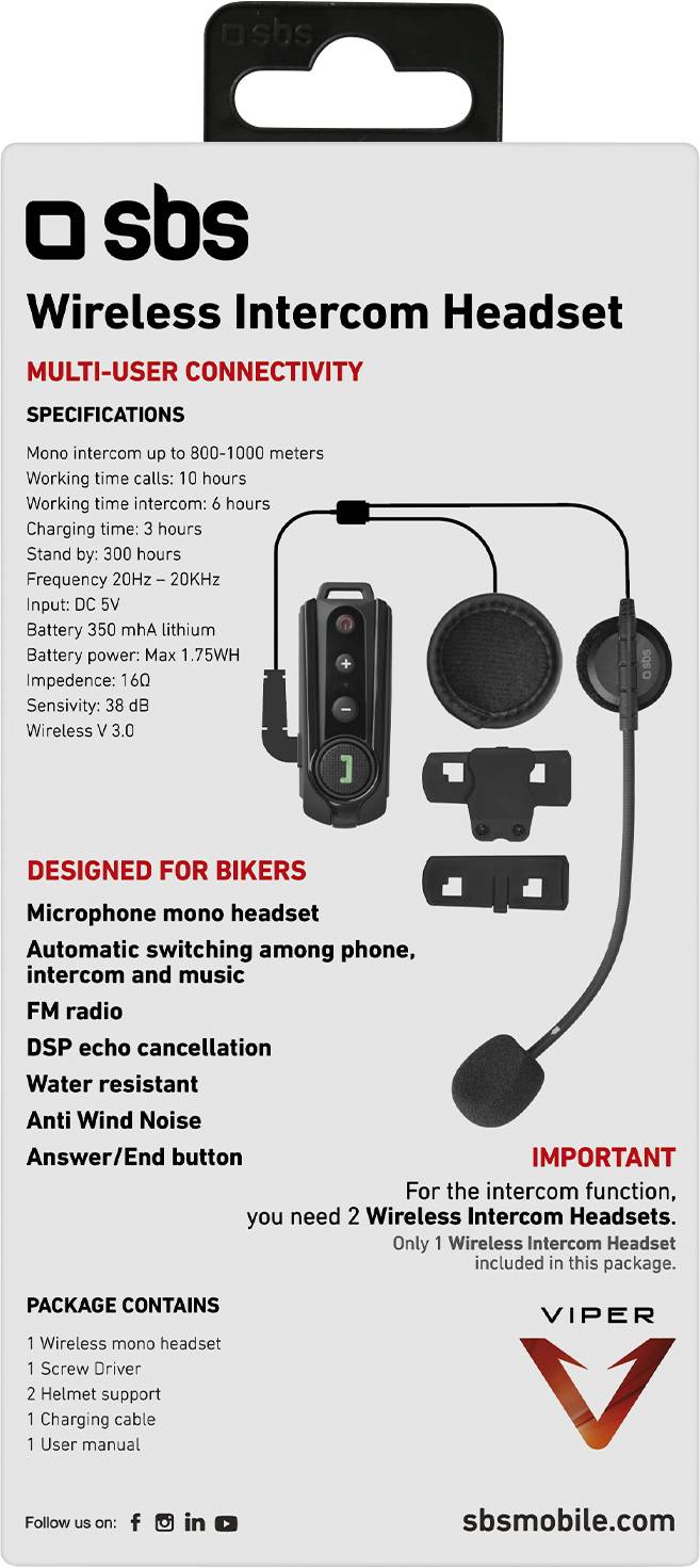 SBS TEMOTOINTERCOMK TEMOTOINTERCOMK Motorrad-Gegensprechanlage Passend für (Helmtyp) alle Helmtypen