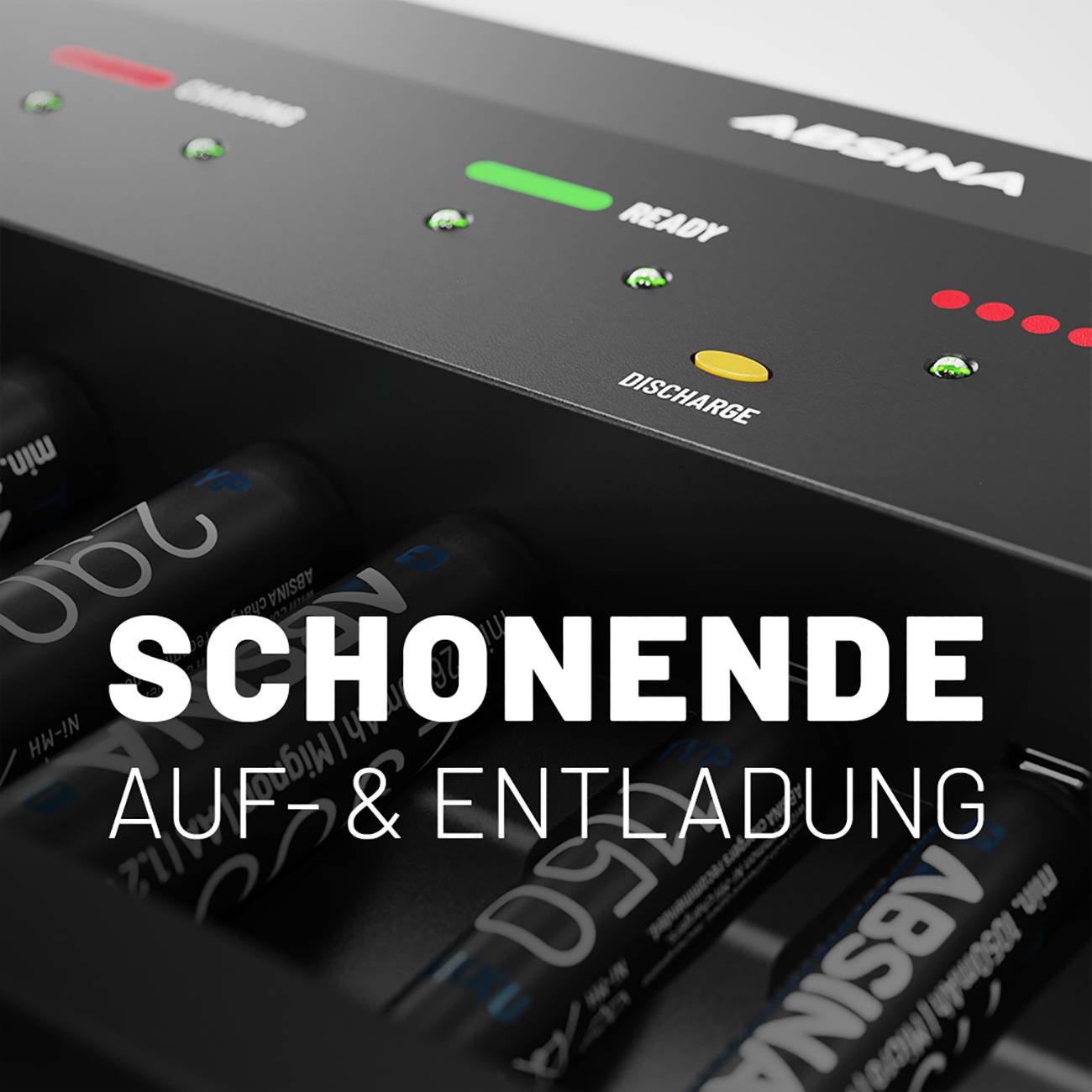 Absina 301003 Schnellladegerät NiMH, NiCd 9V Block, Micro (AAA), Mignon (AA)