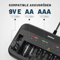 Absina 301003 Schnellladegerät NiMH, NiCd 9V Block, Micro (AAA), Mignon (AA) Absina 301003 Schnellladegerät NiMH, NiCd 9V Block, Micro (AAA), Mignon (AA)