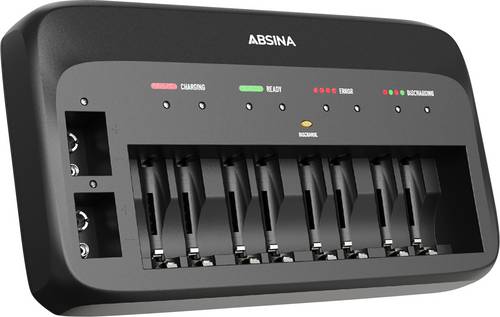 Absina 301003 Schnellladegerät NiMH, NiCd 9 V Block, Micro (AAA), Mignon (AA)