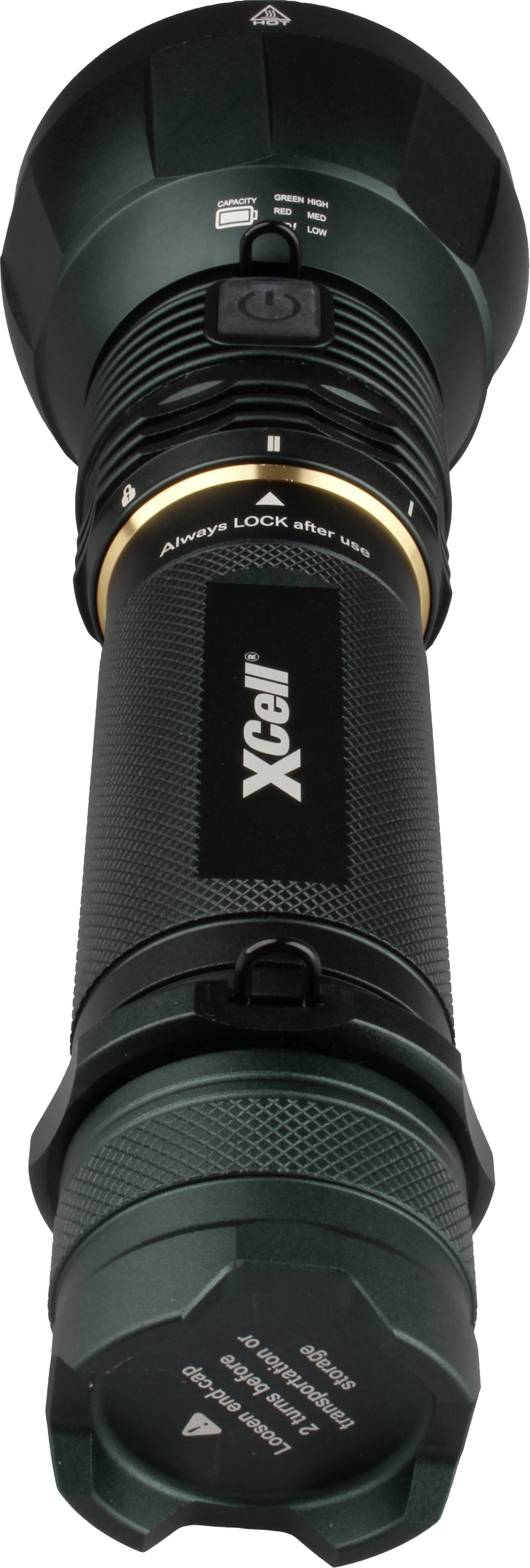 XCell 146475 LED Taschenlampe Große Reichweite, mit Koffer, mit Stroboskopmodus, verstellbar, mit Handschlaufe akkubetrieben