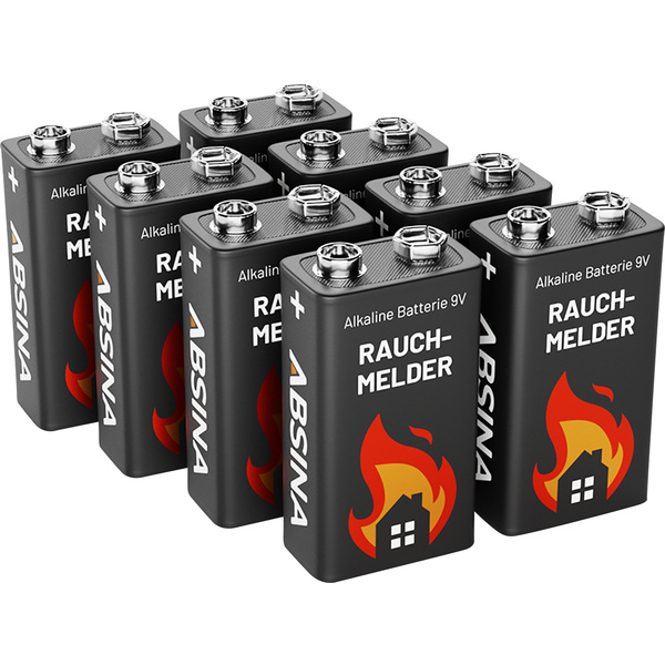Absina 401005-8 9V Block-Batterie Alkali-Mangan 9V 8St.