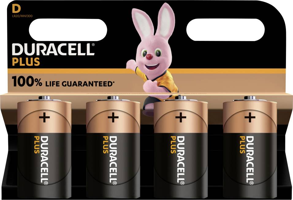 Duracell Plus-D K4 Mono (D)-Batterie Alkali-Mangan 1.5 V 4 St.