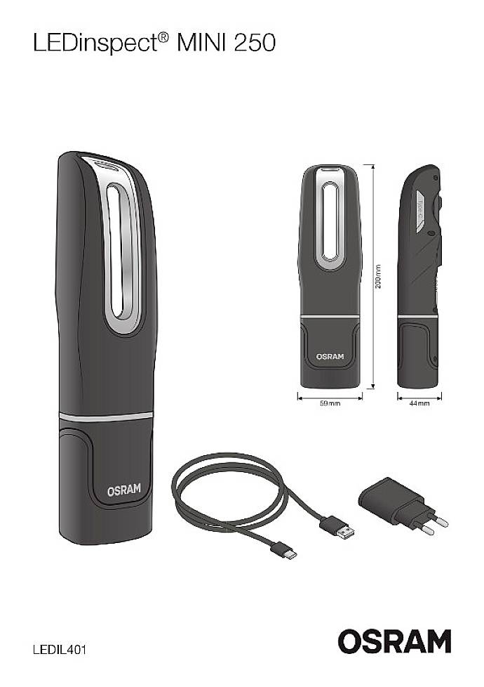 Osram Automotive LEDIL401 LEDinspect MINI250 LED Arbeitsleuchte akkubetrieben, über USB 250 lm