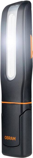 Handlampe von Osram mit schmalem, schwarzen Gehäuse und integriertem LED-Streifen. Ideal für handwerkliche Arbeiten.
