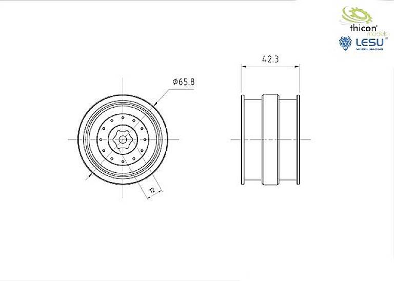 Thicon Models 1:16 Felgen 42.3mm 1 Paar