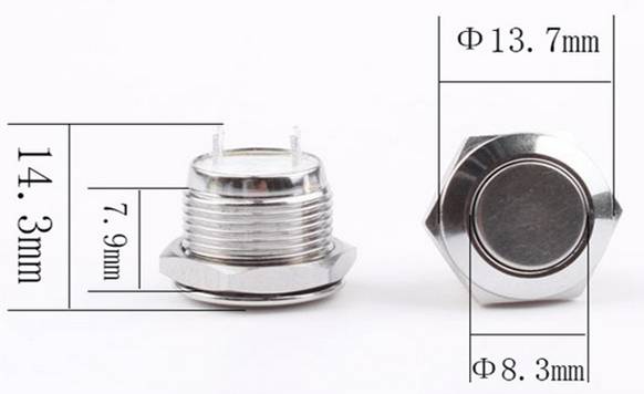 TRU COMPONENTS TC-9563700 Drucktaster 16V 0.05A 1 x Aus/(Ein) Kontaktelement (Ø x H) 13.7mm x 14.3mm IP65 1 St. Bulk