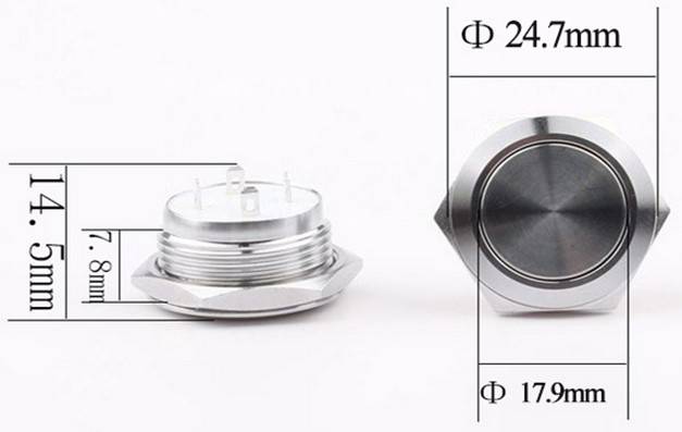 TRU COMPONENTS TC-9563704 Drucktaster 12 V 0.005 A 1 x Aus/(Ein) Kontaktelement (Ø x H) 24.7 mm x 1